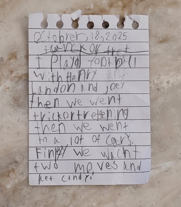 A child's note